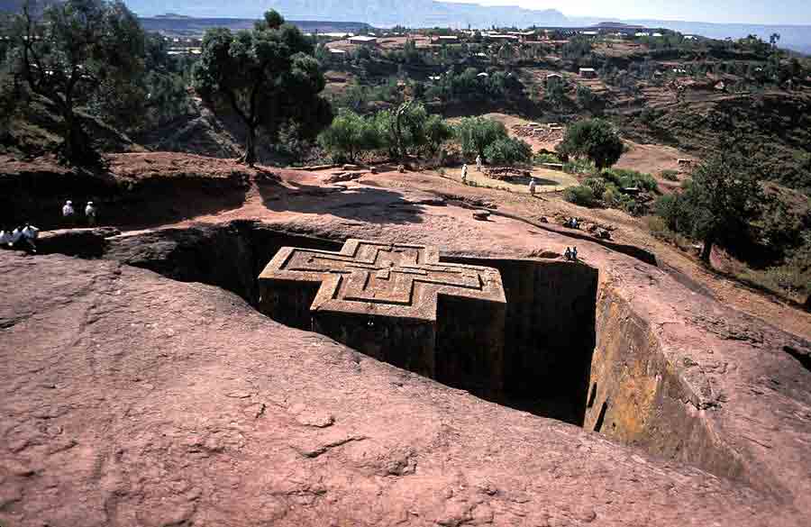 Picture of ancient rock-cut church in Lalibela Ethiopia